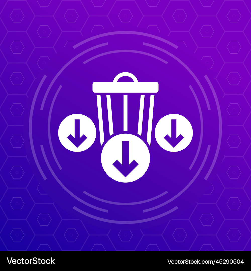 Reduce waste icon with a trash bin and arrows vector image