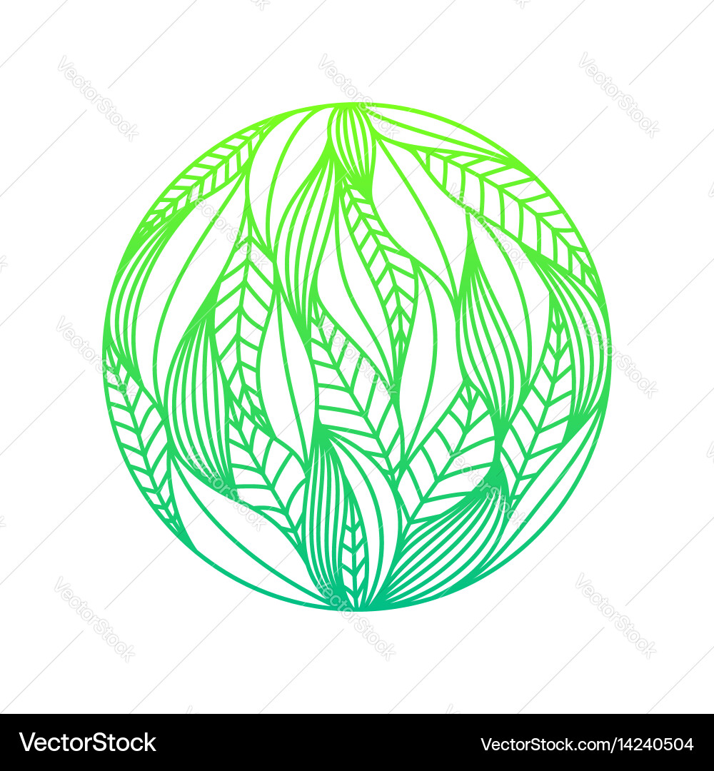 Round composition made of green gradient linear Vector Image