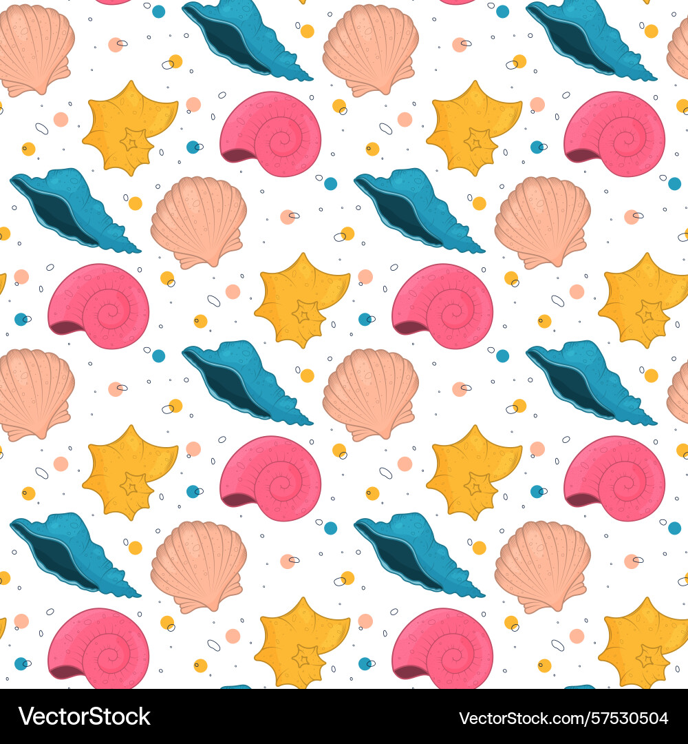 Seashell seamless pattern Vector Image