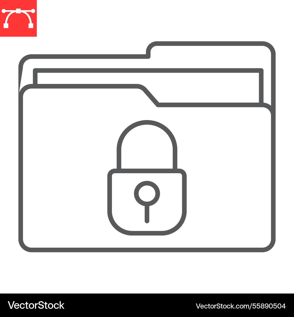 Security file folder line icon Vector Image