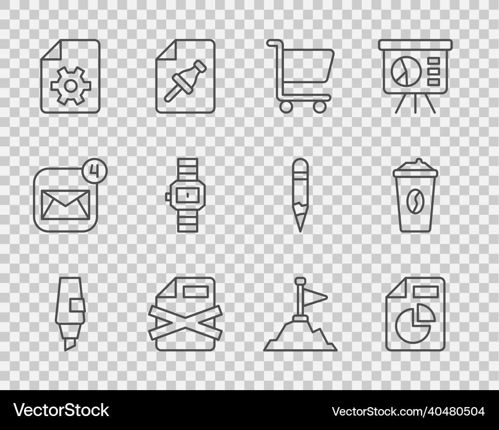 Set line marker pen document with graph chart Set line marker pen document with graph chart vector image
