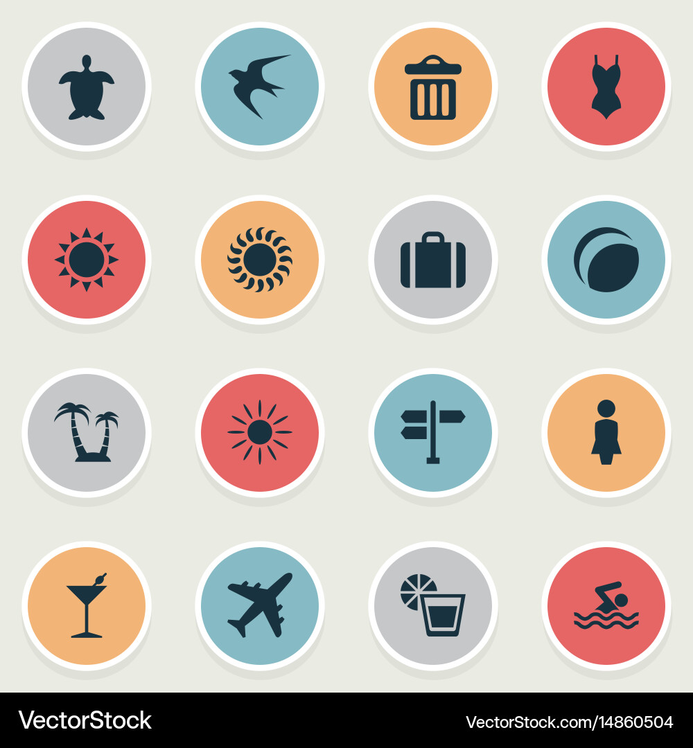 Set of simple seaside icons Vector Image