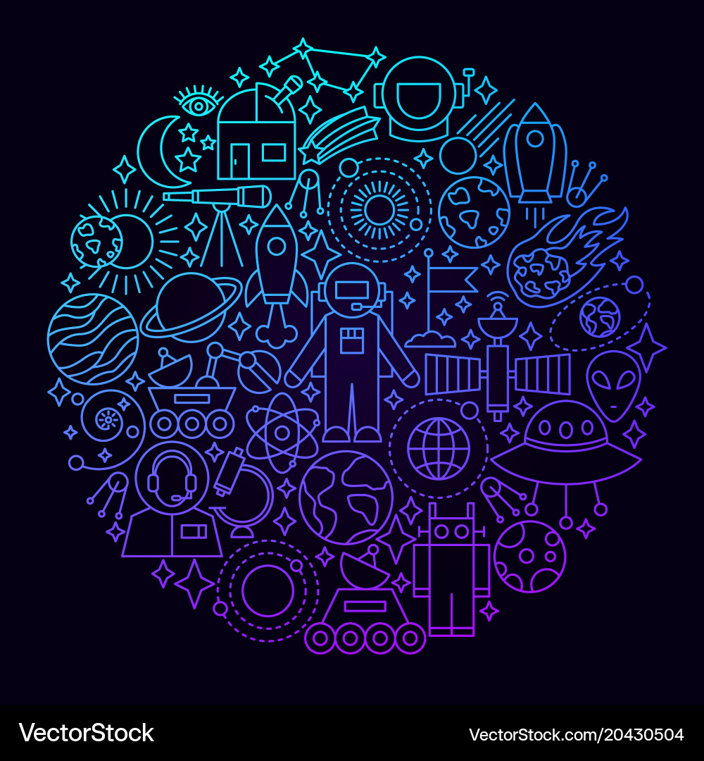 Space Icon Set - Celestial Objects vector image