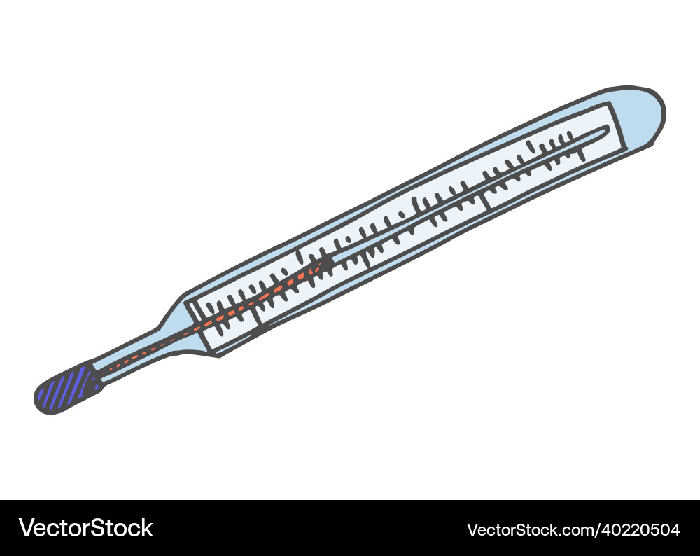 Thermometer mercury old version sketch new Vector Image