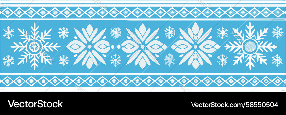 Winter Snowflake Border Pattern Vector Image