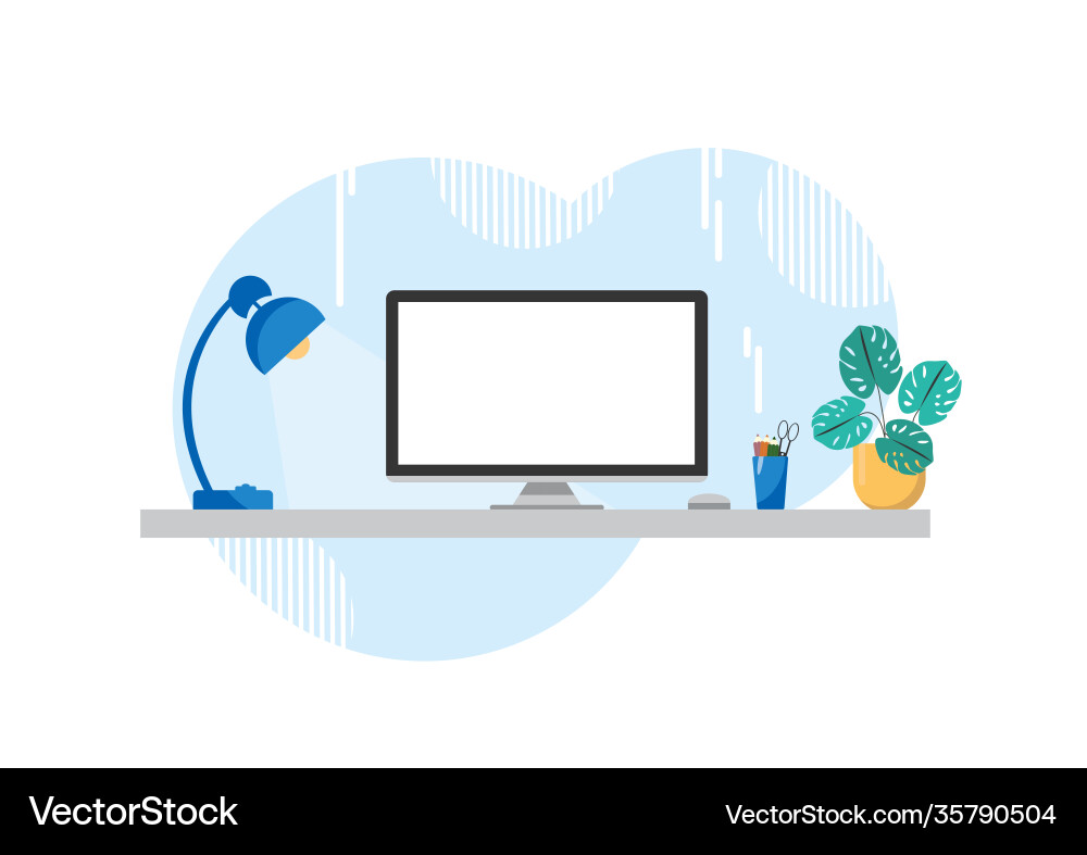Workplace with a computer blank screen Vector Image
