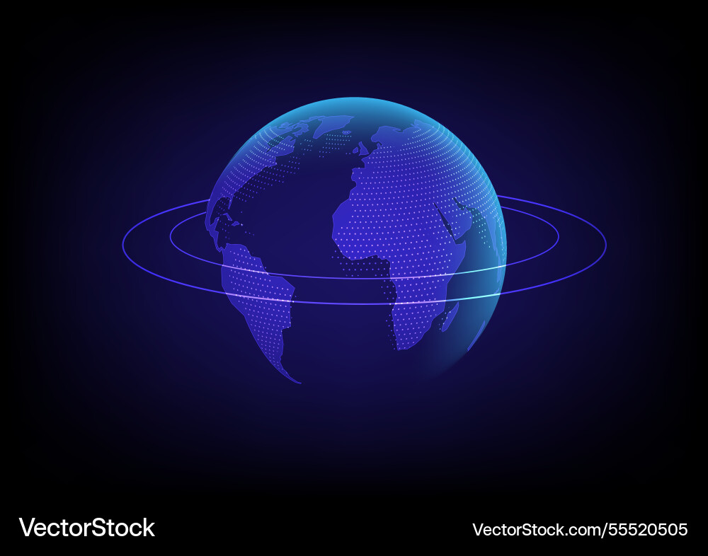 Abstract background with global futuristic map vector image
