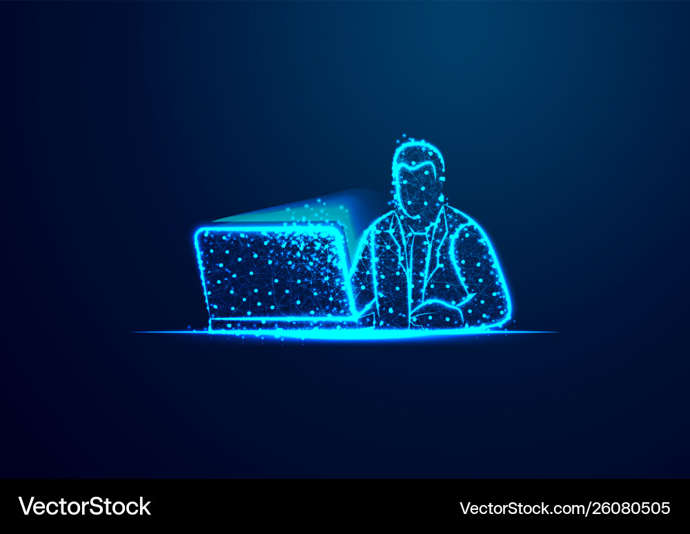 Abstract Businessman Particle Computer Icon vector image