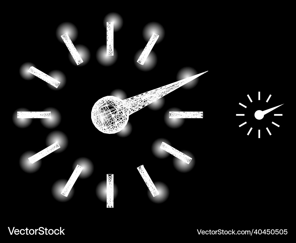 Bright linear mesh clockface with light spots Bright linear mesh clockface with light spots vector image