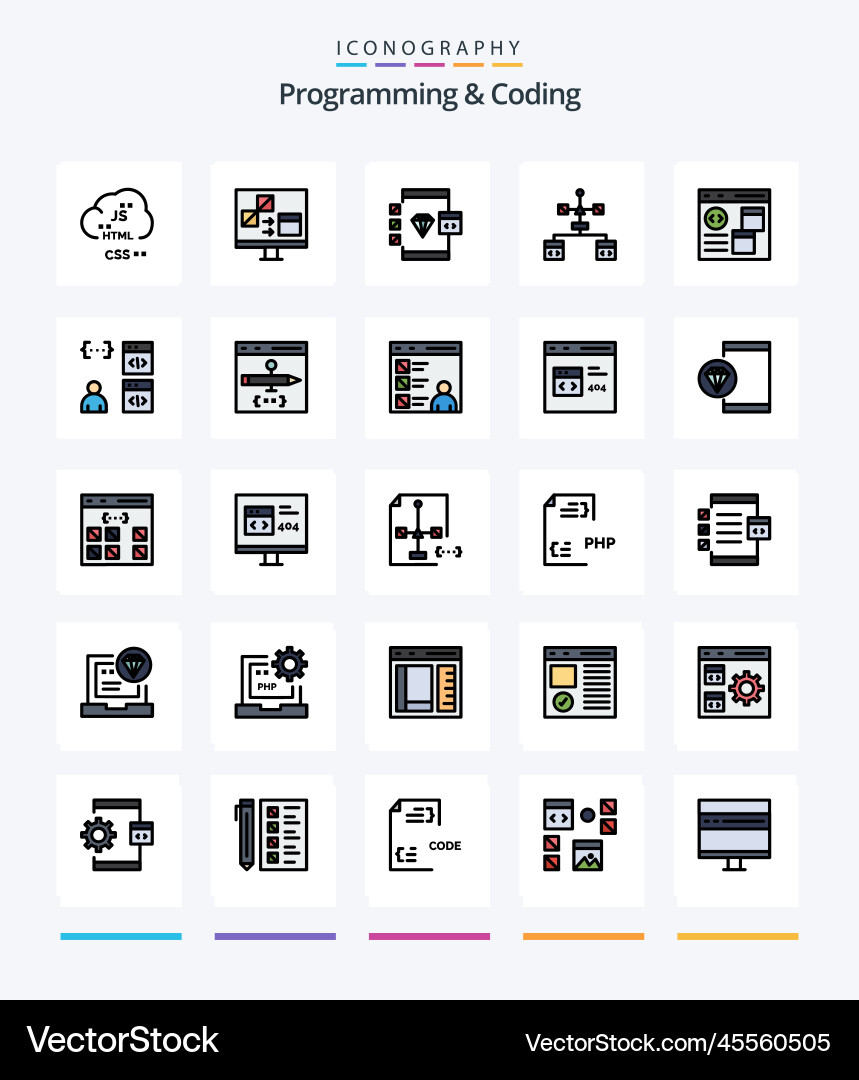Creative programming and coding 25 line filled vector image