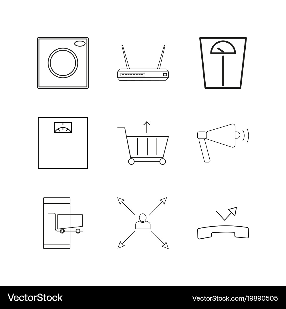 Devices linear icon set simple outline icons vector image