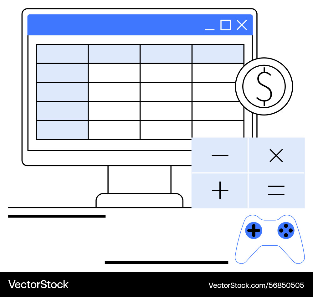 Financial data analysis displayed on computer Financial data analysis displayed on computer vector image