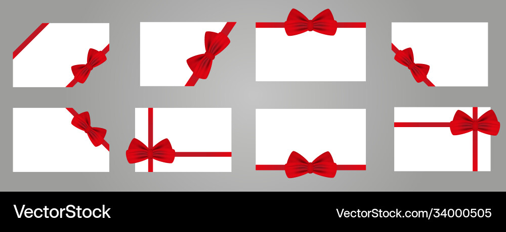 Frame with red bow and ribbon set elements Frame with red bow and ribbon set elements vector image
