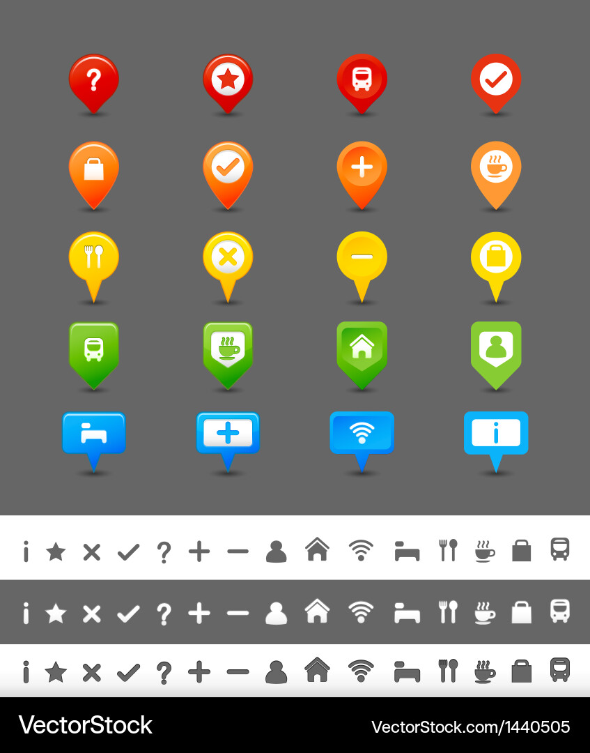 GPS Map Icons - Location Set vector image