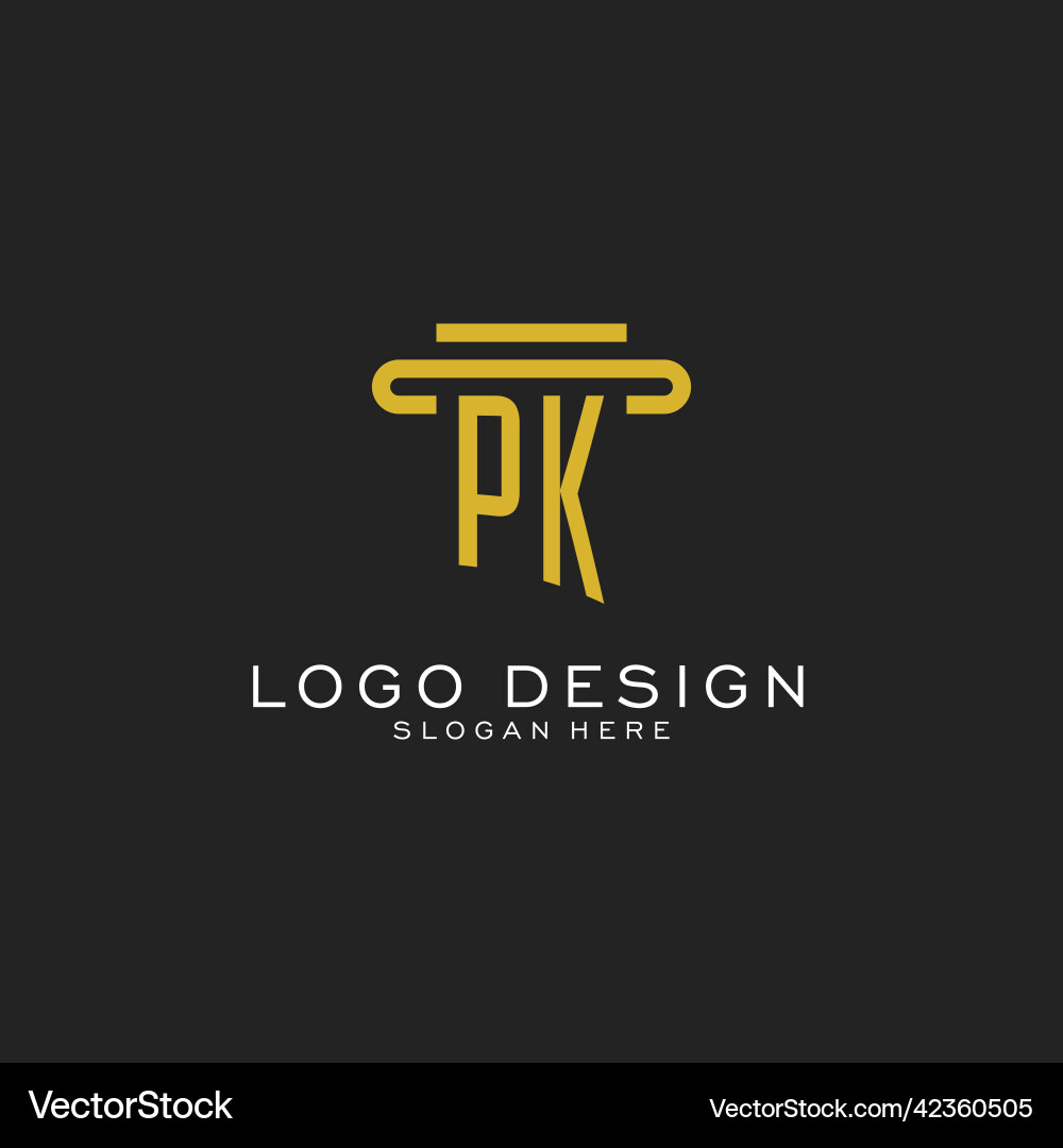 Pk initial logo with simple pillar style design Pk initial logo with simple pillar style design Vector Image