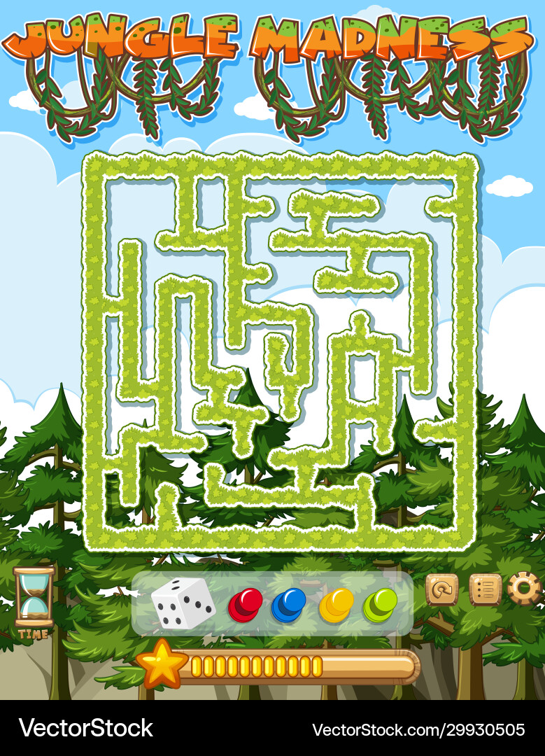 Puzzle game template with green trees Puzzle game template with green trees vector image