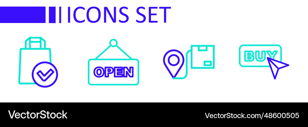 Set line buy button location with cardboard box Set line buy button location with cardboard box Vector Image