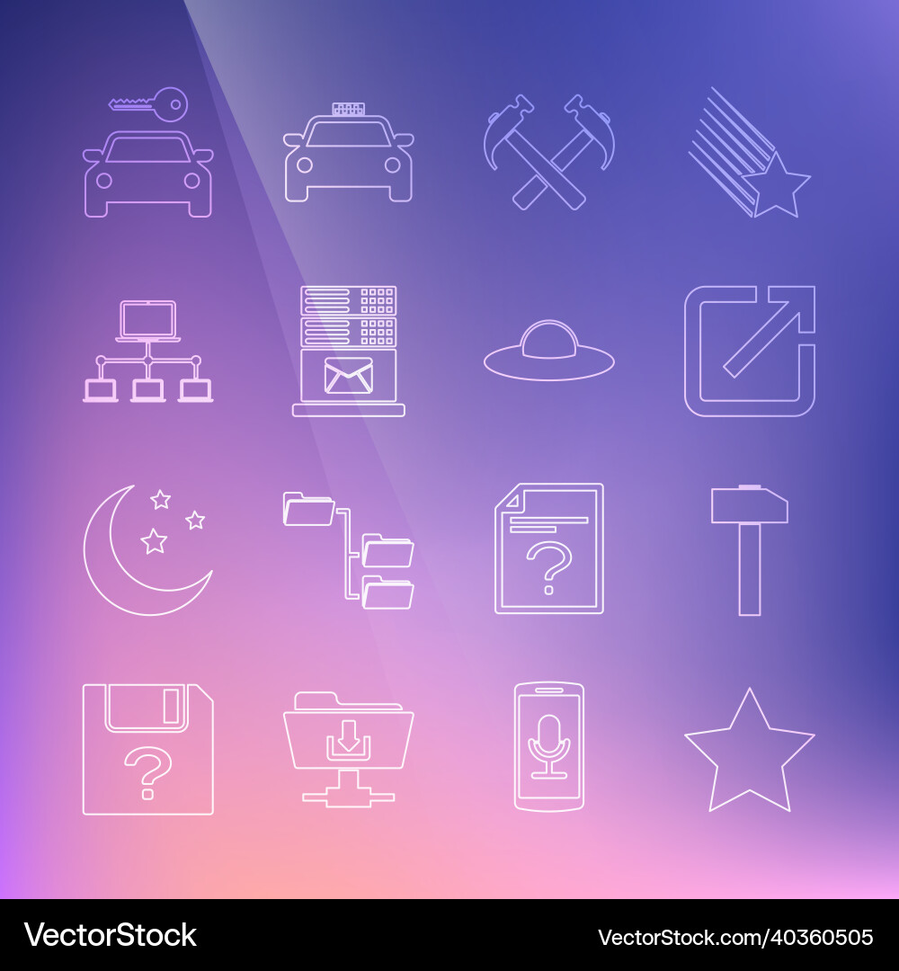 Set line star hammer open in new window two Set line star hammer open in new window two vector image