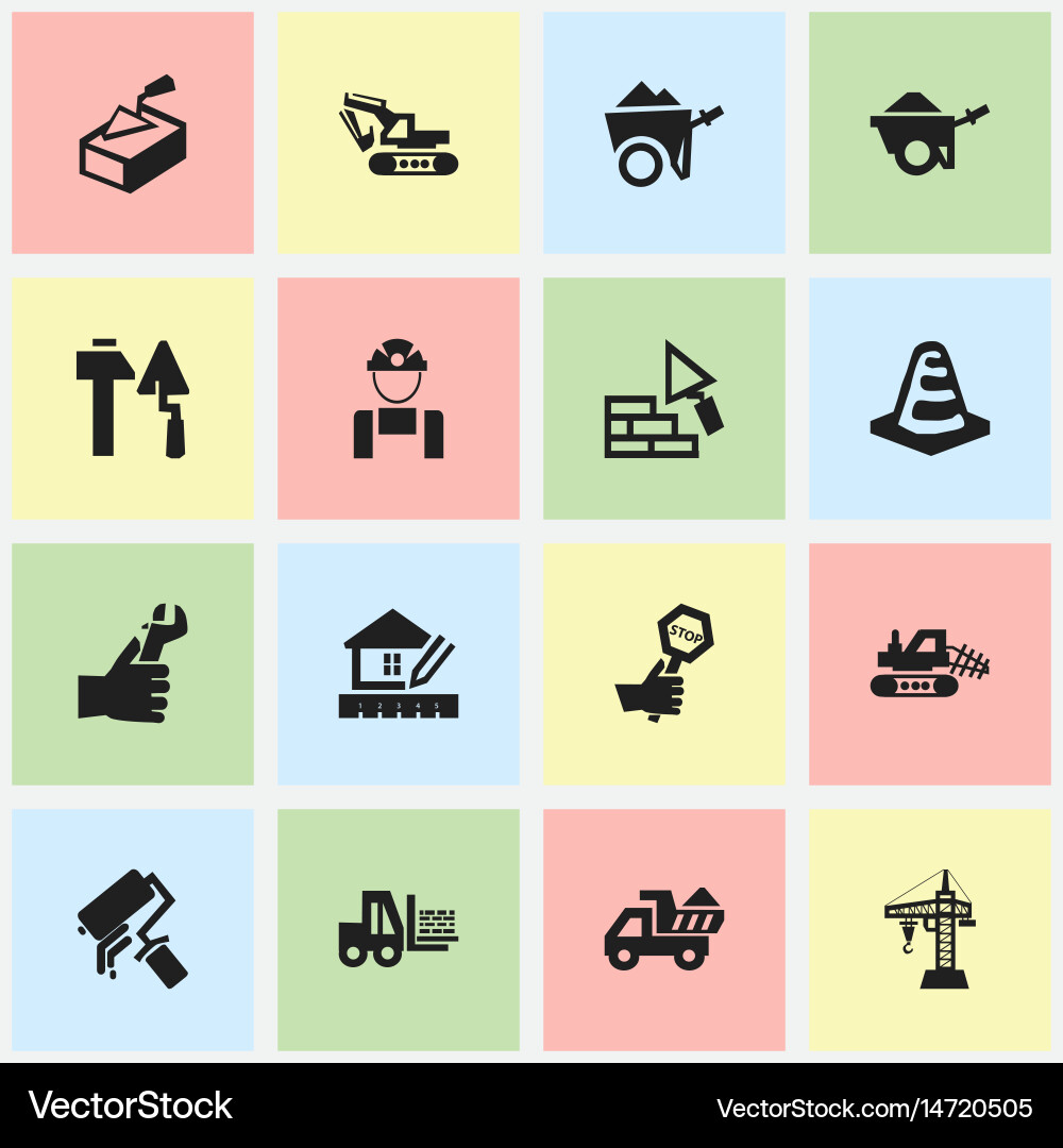 Set of 16 editable structure icons includes vector image