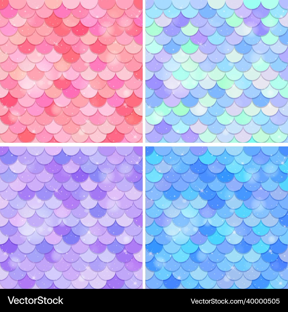 Set of fish scale seamless pattern background Set of fish scale seamless pattern background vector image