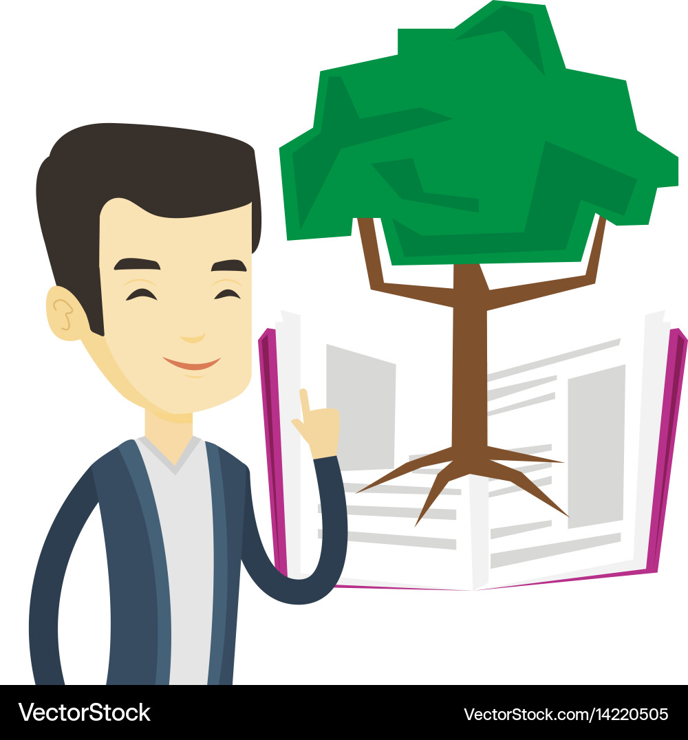 Student pointing at tree of knowledge Vector Image