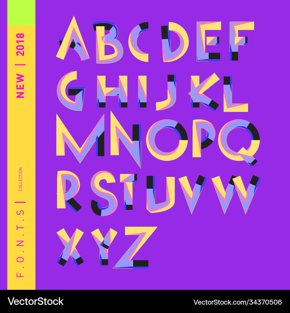 Abstract colorful font and alphabet Abstract colorful font and alphabet Vector Image