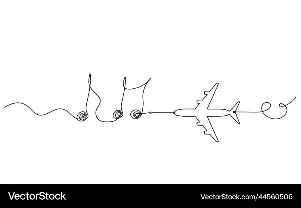 Abstract whole note with plane as continuous Abstract whole note with plane as continuous Vector Image