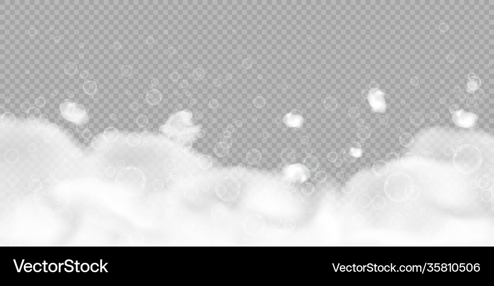 Badschaum mit auf transparent isolierten Blasen Vektorbild