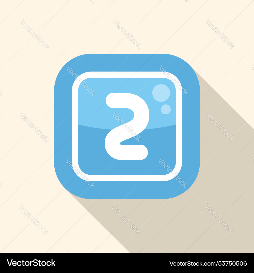 Blue rounded square icon showing number two Blue rounded square icon showing number two vector image