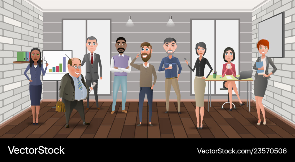 Cartoon business characters in the office Cartoon business characters in the office vector image