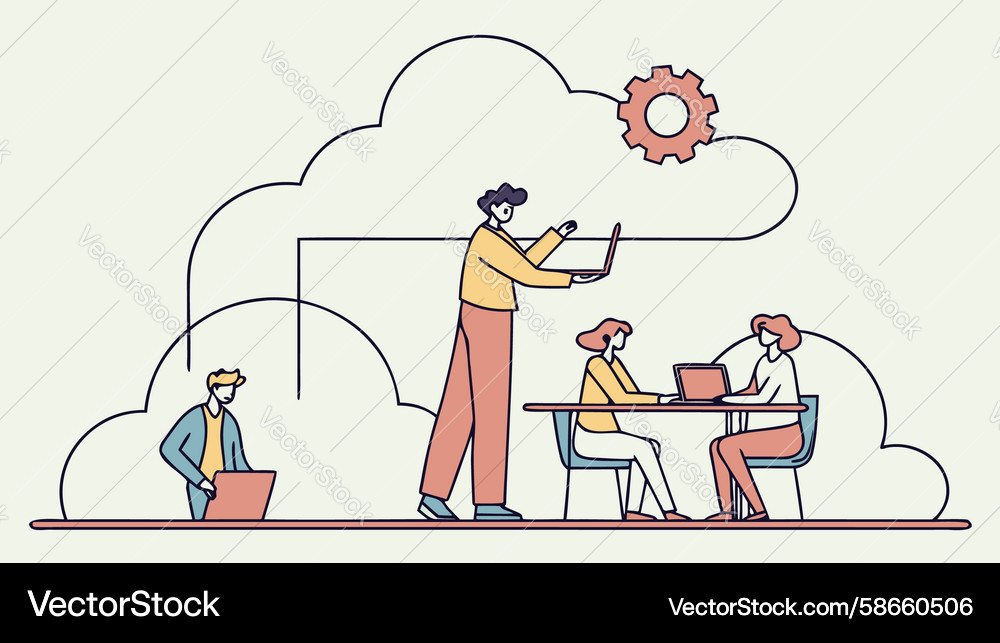 Collaborative it work team solving problems Vector Image