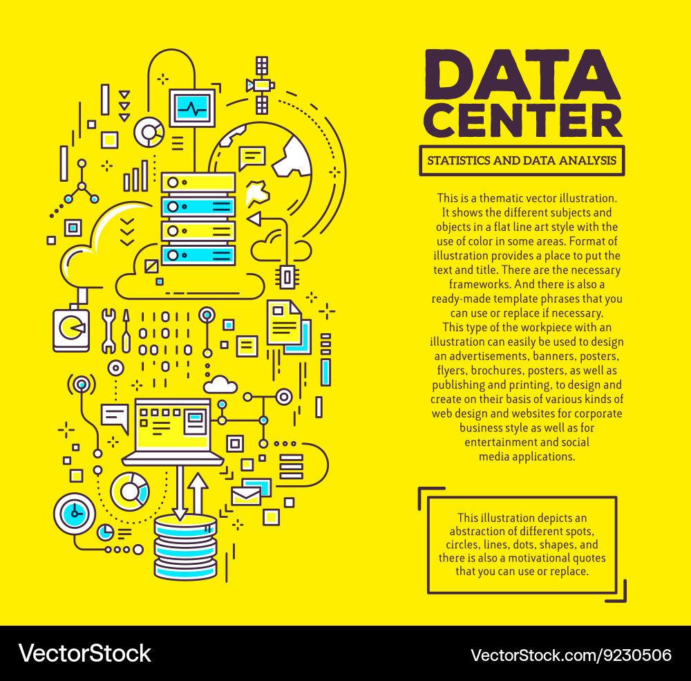 Creative concept of data center with header vector image