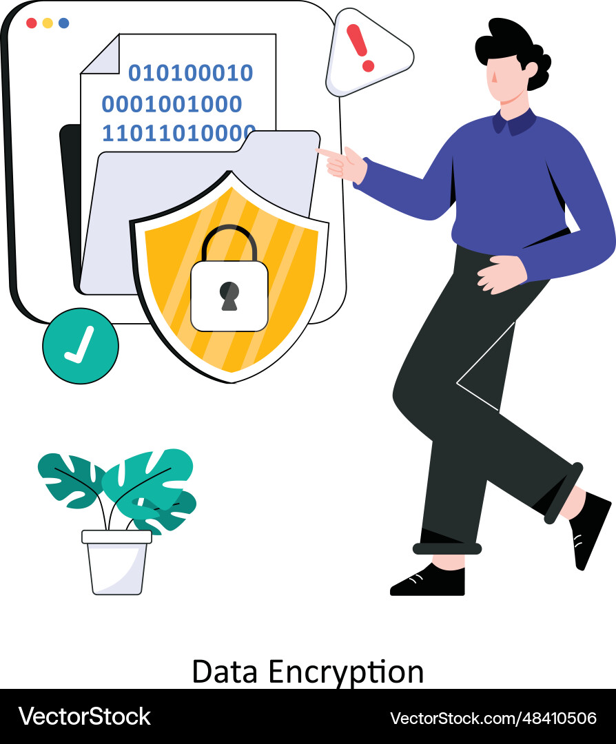 Data encryption flat style design vector image