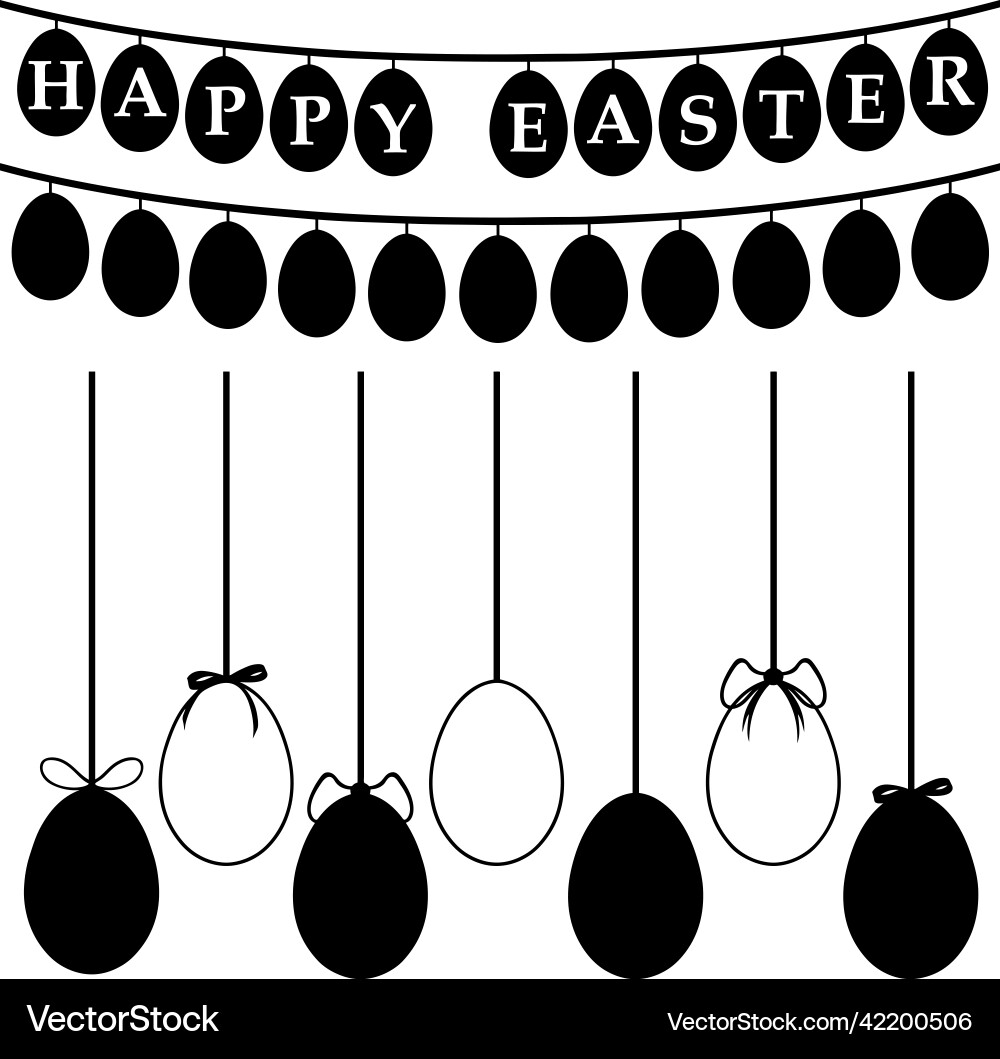 Different easter eggs on strings vector image