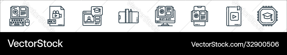 Elearning line icons linear set quality Elearning line icons linear set quality vector image
