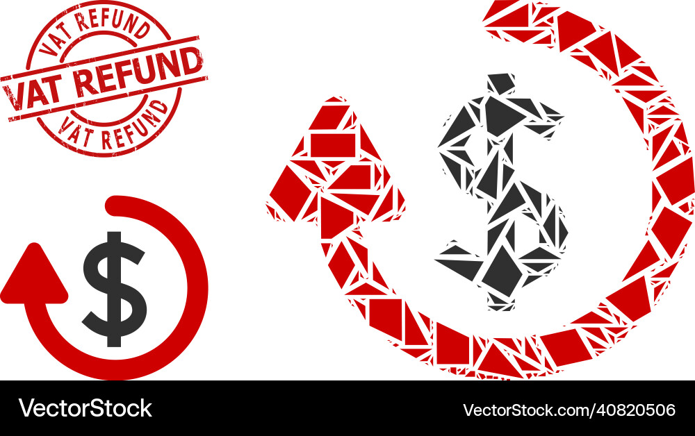 Geometric refund icon mosaic and textured vat Geometric refund icon mosaic and textured vat vector image