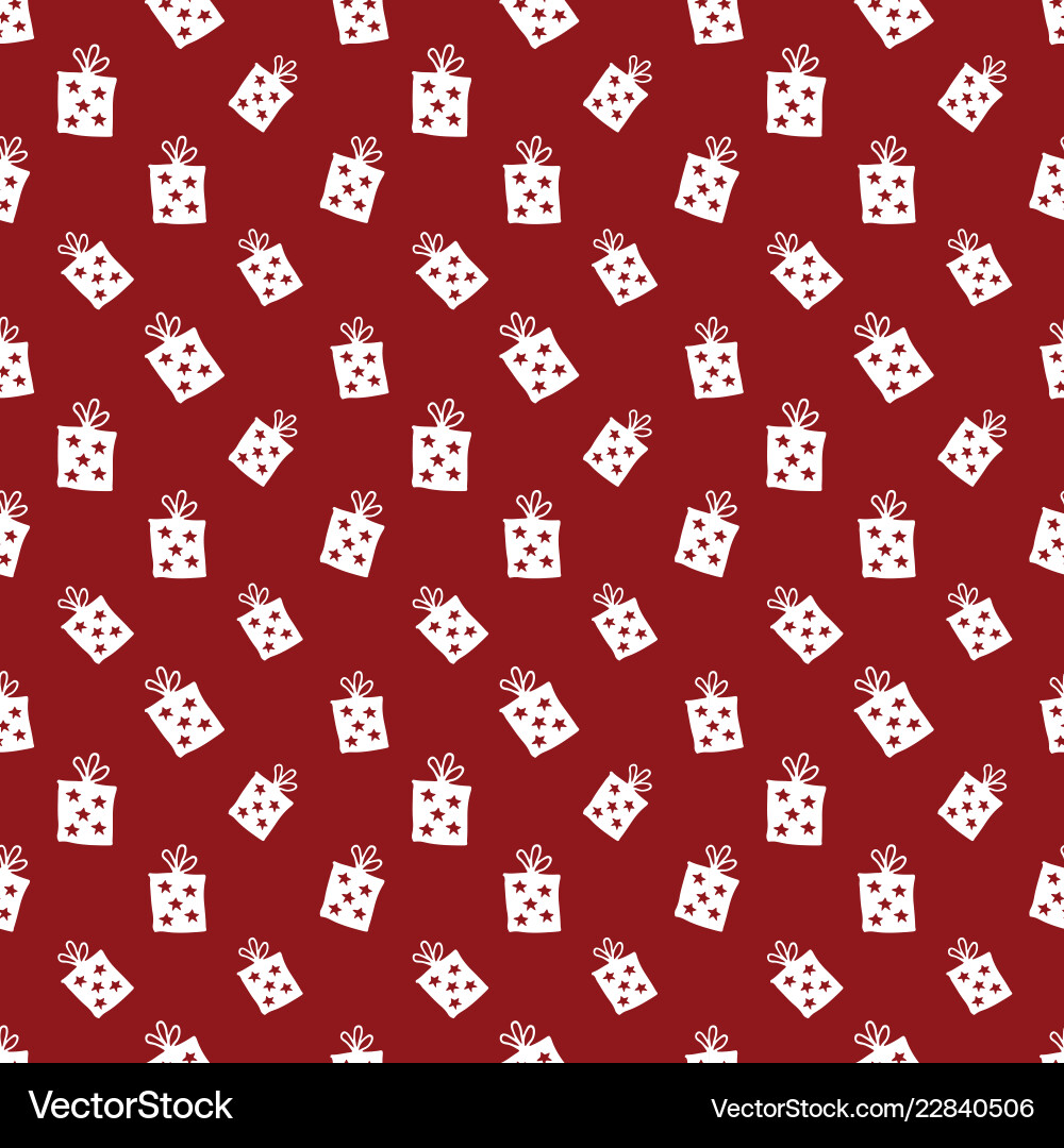 Gift seamless pattern hand drawn boxes Royalty Free Vector