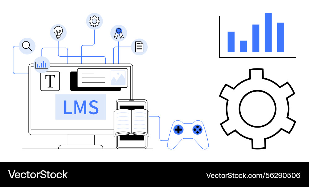 Learning management system with interactive tools Learning management system with interactive tools vector image