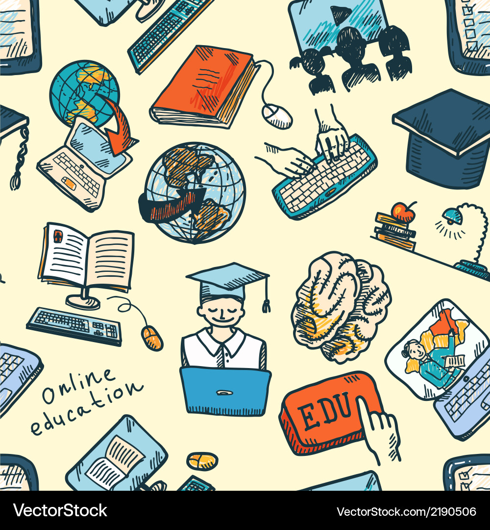 Modern E-Learning Pattern vector image