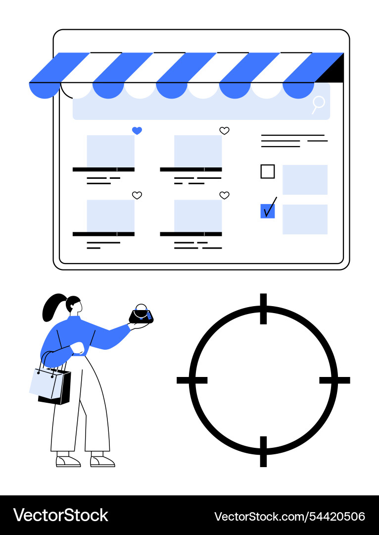 Online shopping concept with user targeting Vector Image