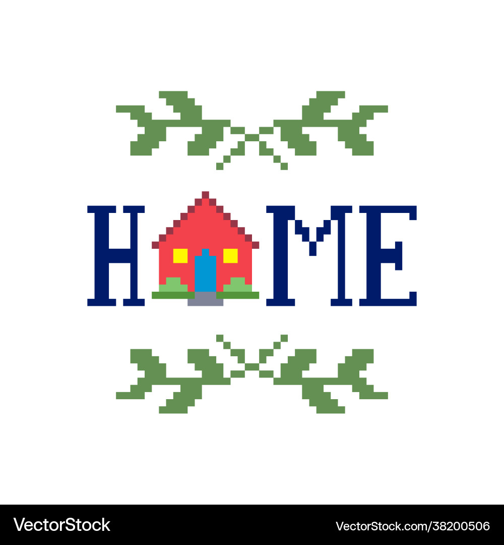 Pixel Hausbild für Kreuzstichmuster Pixel Hausbild für Kreuzstichmuster vektorbild