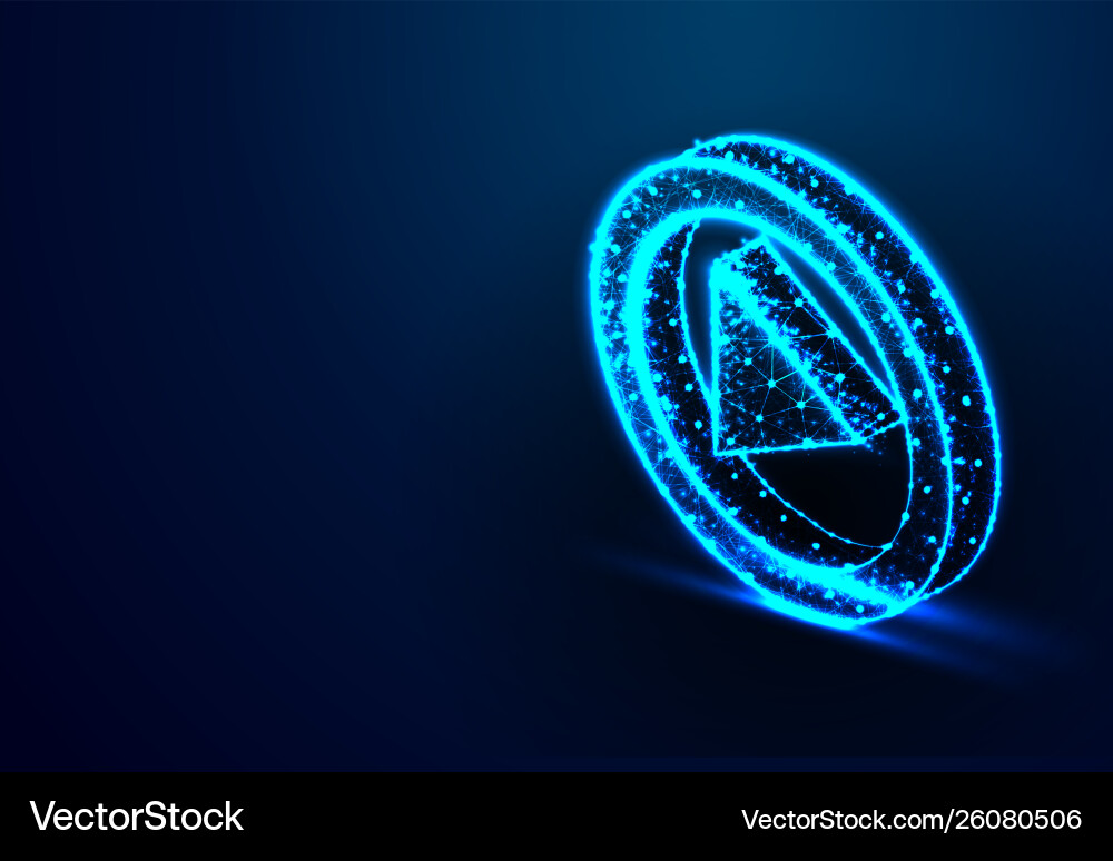 Play button abstract low poly triangle dot line vector image