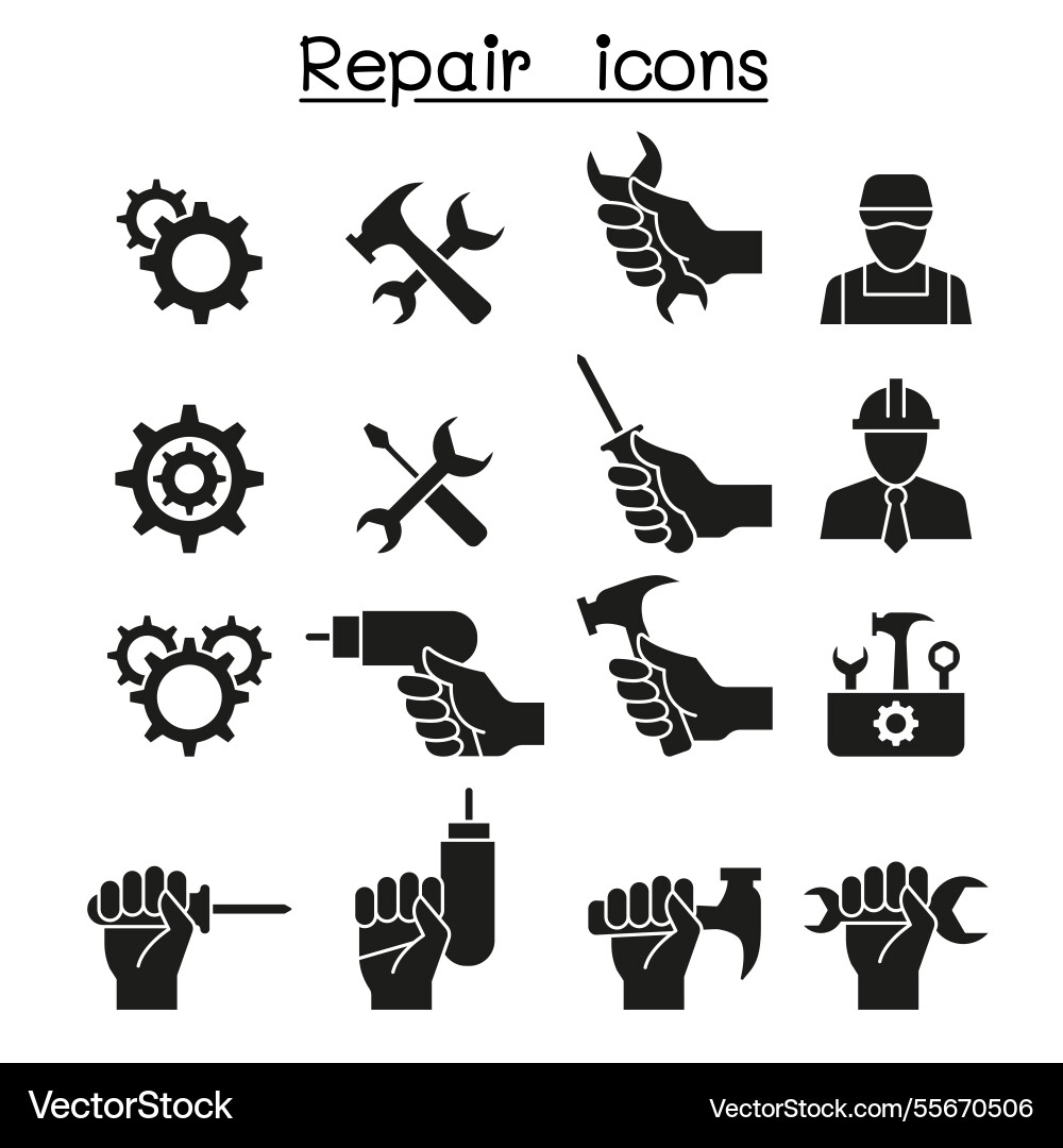 Repair maintenance service support icon set Repair maintenance service support icon set Vector Image