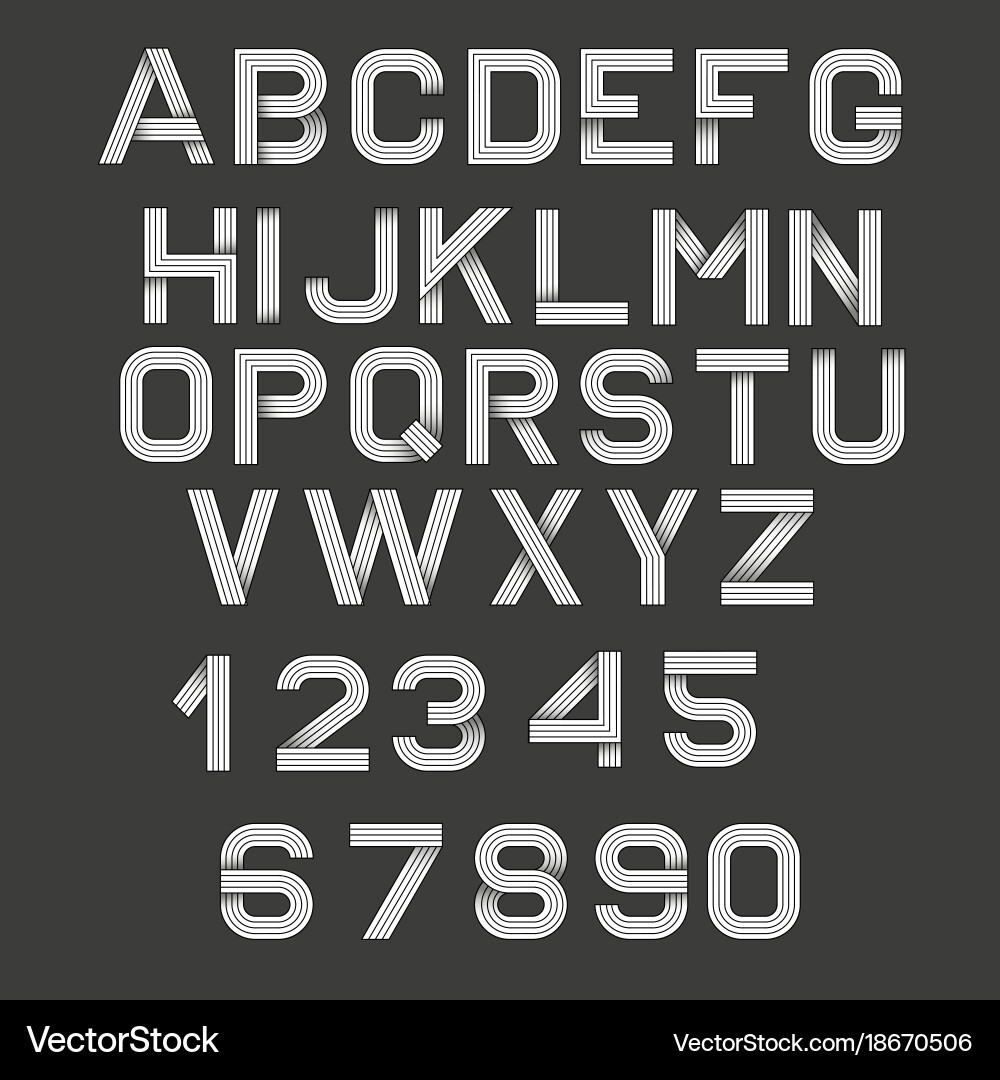 Retro Mono Line Alphabet Font vector image