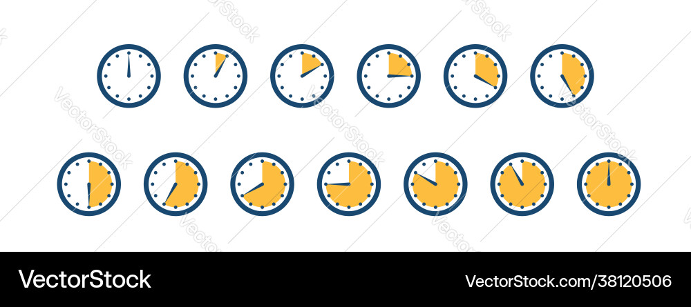 Set clocks timers minutes left seconds Set clocks timers minutes left seconds vector image