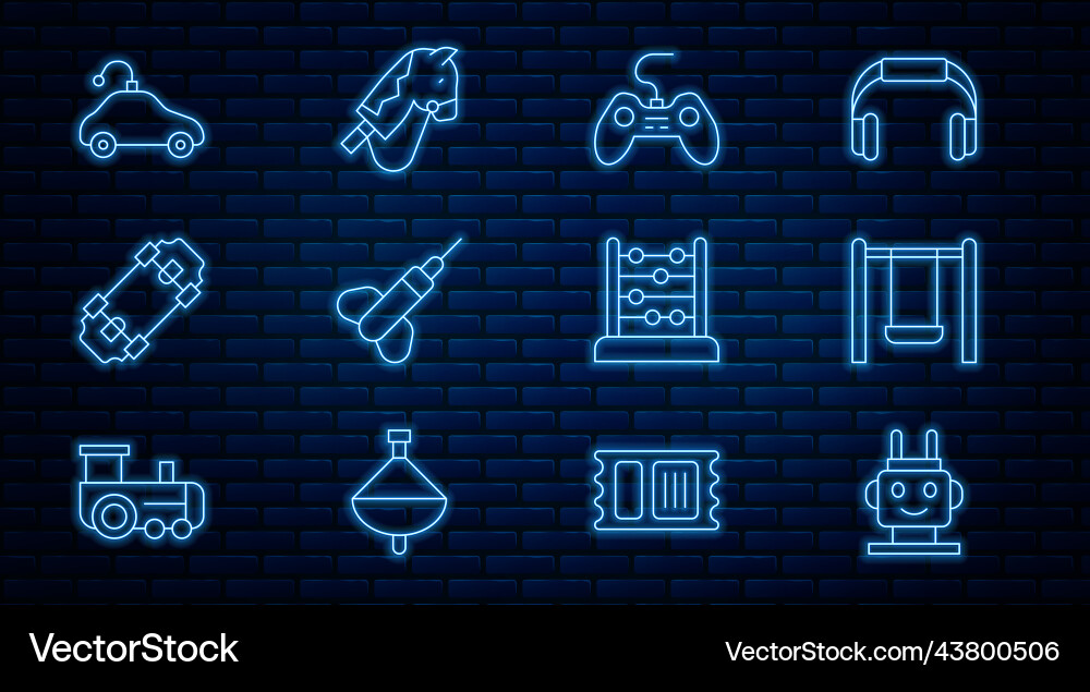 Set line robot toy swing gamepad dart arrow Vector Image