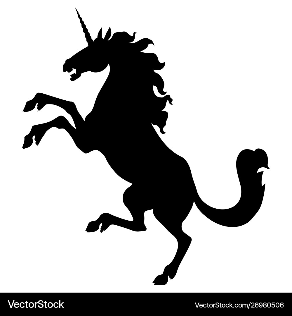 Silhouette Unicorn Reared Vector Image