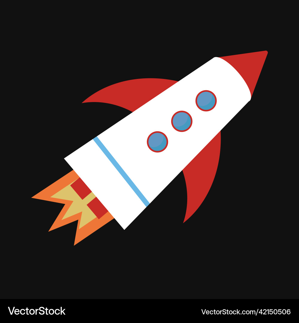 Space rocket on black background for use in web Space rocket on black background for use in web vector image