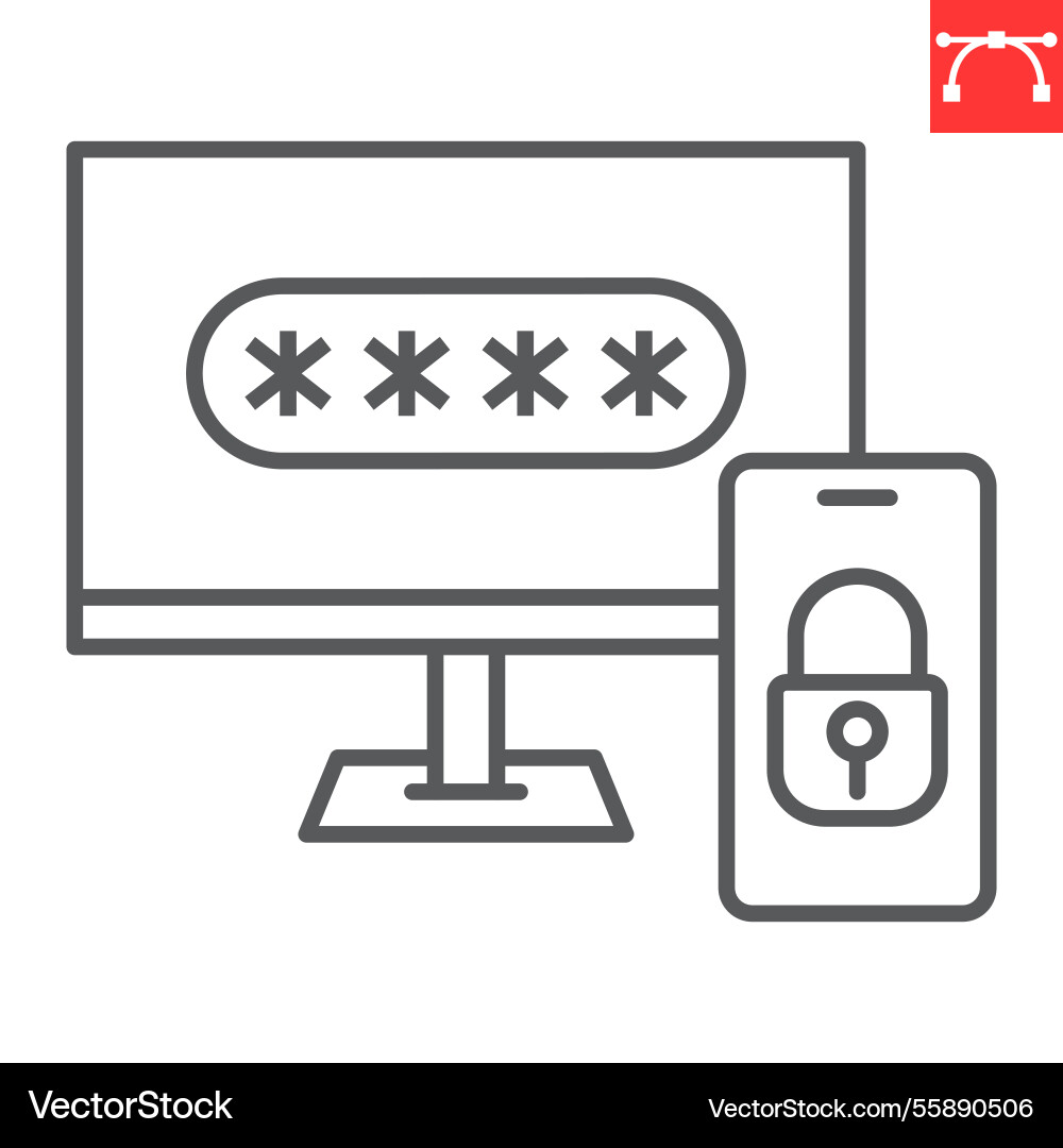 Two step authentication line icon security Two step authentication line icon security vector image