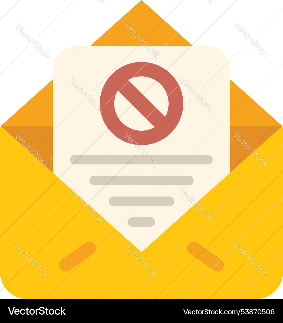 Yellow envelope containing document with red vector image